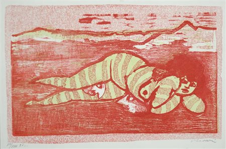 MACCARI MINO Siena 1898 - Roma 1989 Figura distesa litografia es. p.d.a....