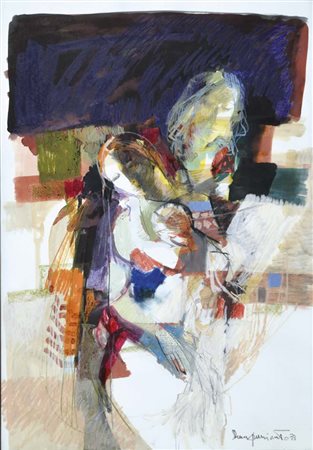 GOMIRATO ELENA Figure 1973 tecnica mista su carta 70x50 firma e data in basso...