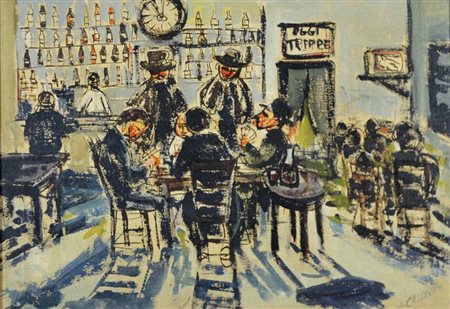 CALDART ARRIGO Belluno 1925 - 1974 Giocatori di carte all'Osteria 1954 olio...