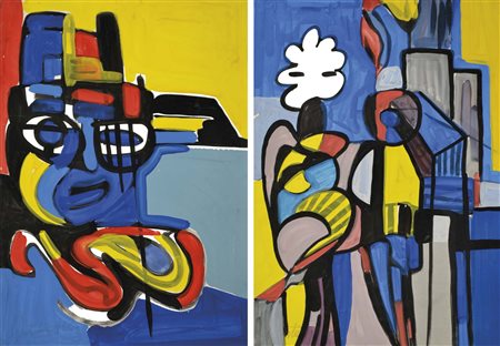 GENTILINI ALDO Genova 1912 - Volpeglino 1982 senza titolo lotto di 2 olii su...