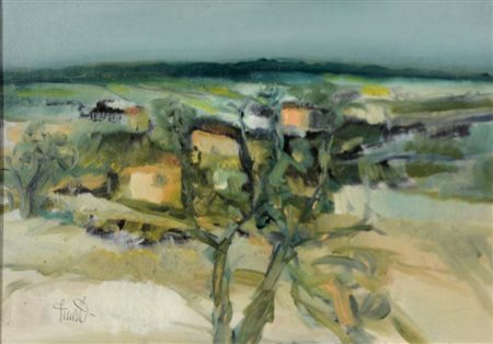 ANONIMO Paesaggio olio su tela 35x50 firma non decifrabile in basso a sinistra