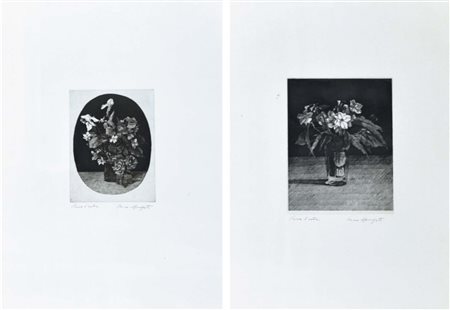 MONGATTI VAIRO Firenze 1934 Fiori lotto di 2 acqueforti es. p.a. 24x18 30x22...