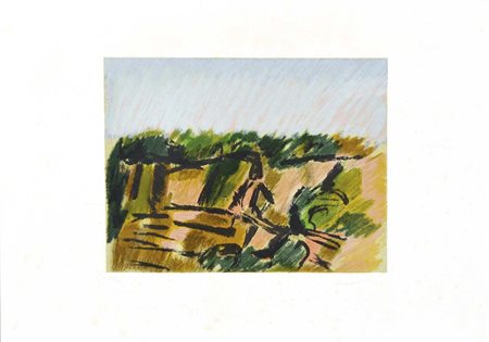MORLOTTI ENNIO Lecco 1910 - Milano 1992 Paesaggio 1960 litografia es. H.C....