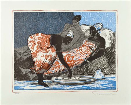 FIUME SALVATORE Comiso 1915 - Milano 1997 Somale litografia es. 134/500 60x80...