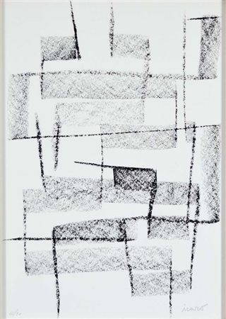 ICARO PAOLO Torino 1936 senza titolo litografia es. 66/90 30x20 firma in...