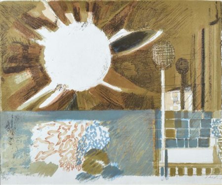 SAETTI BRUNO Bologna 1902 - Venezia 1984 Imbarcadero 1973 litografia es....