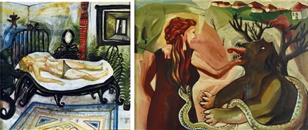 FABBRIS CLAUDIO Soggetti vari lotto di 2 olii su faesite 29x29 30x40 entrambi...