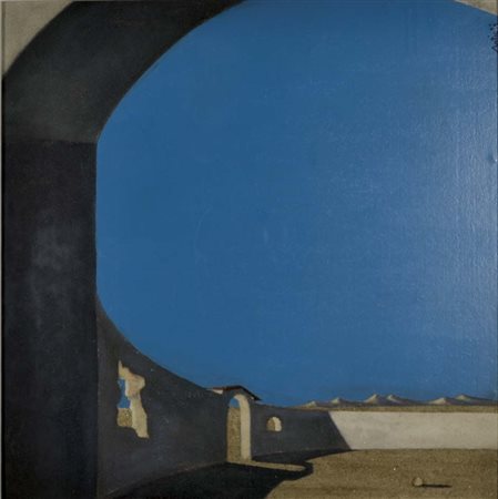 ARTIOLI BRUNO Nocera Umbra 1943 - Novara 2000 Cortile sul mare 1974 olio e...