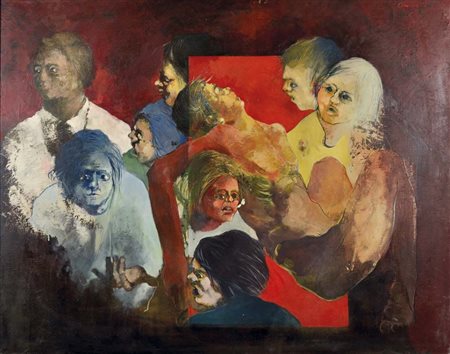 TASSI ANGELO Bologna 1937 Brano di ricordi 1973 olio su tela 80x100 firma in...