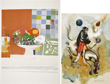 AUTORI VARI Soggetti vari lotto di 2 opere 70x50 - 50x35 entrambe firmate in...