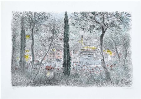 CASCELLA MICHELE Ortona a Mare 1892 - 1989 Portofino litografia es. 16/120...