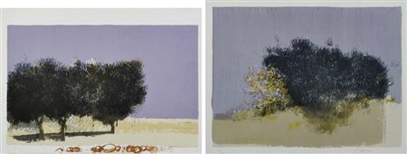 CAZZANIGA GIANCARLO Monza 1930 Paesaggi lotto di 2 litografie es. 21/75 cad....