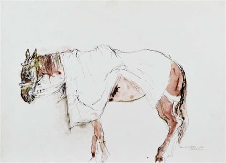 PIACESI WALTER Ascoli Piceno 1929 Malinconia 1982 tecnica mista su cartone...