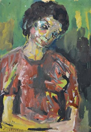 LOFFREDO SILVIO Parigi 1920 - Trebbiano 2013 Figura olio su tavola 50x35...