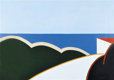 IACCARINO LAURO Genova 1933 Casa al mare olio su tela 70x100 firma in basso a...