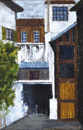 DORIGATTI RENATO Verona 1914 - 1975 Case olio su tavola 60x40 firma in basso...