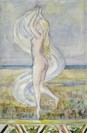 DA VENEZIA EUGENIO Venezia 1900 - 1992 Figura 1946 tecnica mista su carta...