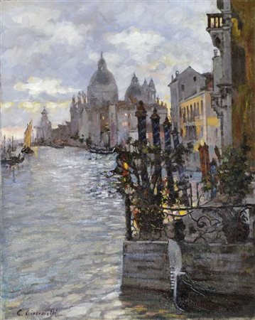 GIACOMELLI CARLO Venezia Venezia olio su tela 50x40 firma in basso a sinistra