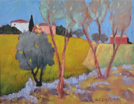 CENSOTTI VINCENZO Foiano della Chiana 1913 - Treviso 2005 Paesaggio olio su...