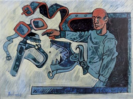 EULISSE VINCENZO Venezia 1936 senza titolo olio e tecnica mista su tela 60x80...