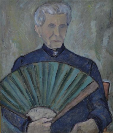 COLETTI NANDO Treviso 1907 - 1979 Ritratto con ventaglio (anni '40) olio su...