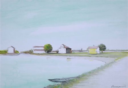 BERGAMINI ALDO Bottrighe 1903 - Venezia 1981 Paesaggio lagunare olio su tela...