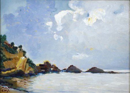 MARTENS DINO Venezia 1894 - 1970 Paesaggio marino olio su tavola 26,5x37...