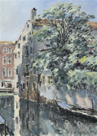 VILLA RINO Mesola (Fe) 1904 - Venezia 1994 Canale di San Severo 1956 olio su...