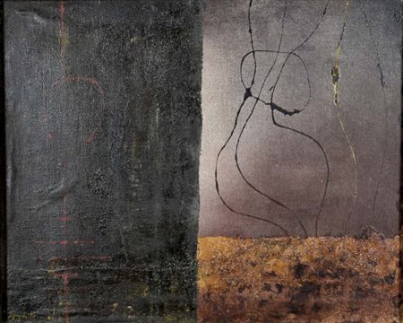 FERGOLA SERGIO Napoli 1936 senza titolo 1957 tecnica mista su tela 59x79...