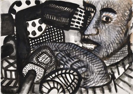 CINGOLANI MARCO Como 1961 Conferenza stampa 1991 tecnica mista su carta a...