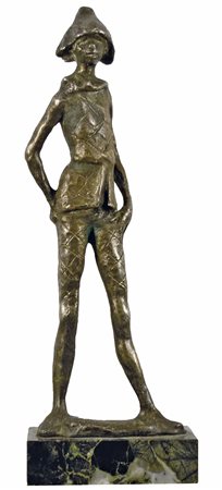MURER AUGUSTO Falcade 1922 - Padova 1985 Arlecchino 1976 scultura in bronzo...