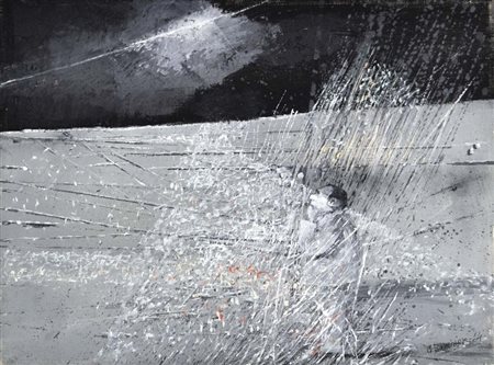 BANCHIERI GIUSEPPE Milano 1927 - Massa Carrara 1994 Figura nel paesaggio 1964...