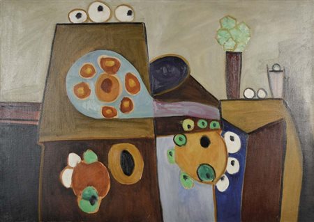 BERGOLLI ALDO Legnano 1916 - Milano 1972 Composizione 1950 olio su tela...