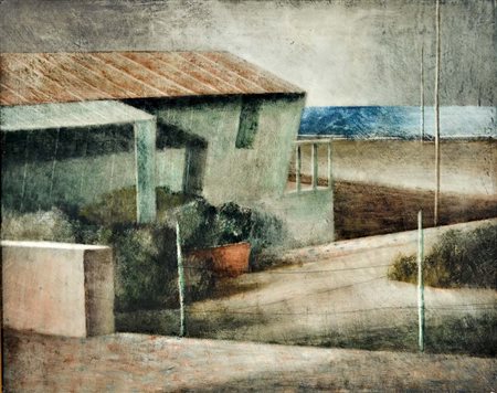 SCUFFI MARCELLO Tizzana 1948 Paesaggio (anni '90) tecnica mista su carta...