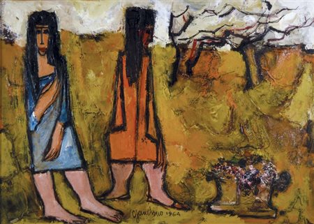 GAMBINO GIUSEPPE Vizzini 1928 - Preganziol (Tv) 1997 Bambine nella vigna 1964...