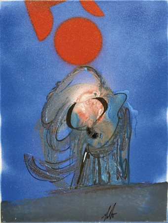 DANGELO SERGIO Milano 1932 Bluing tecnica mista su tela 40x30 firma in basso...