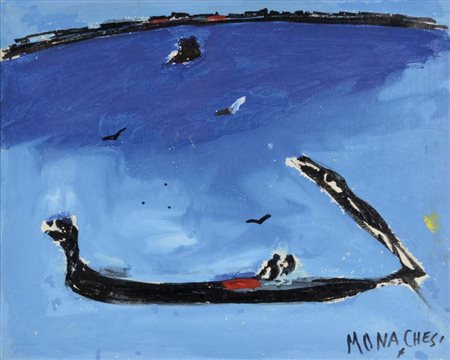 MONACHESI SANTE Roma 1910 - 1991 Notturno a Venezia olio su tela 40x50 firma...