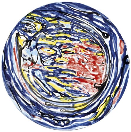 DOVA GIANNI Roma 1925 - Pisa 1991 senza titolo piatto in ceramica dipinto es....