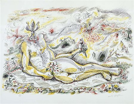 MASSON ANDRE' Balagny 1896 - Parigi 1987 Figura distesa litografia es. 38/125...