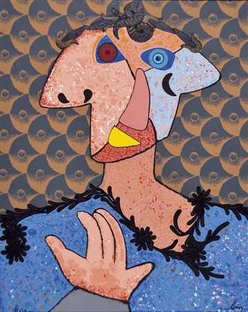 BAJ ENRICO Milano 1924 - Varese 2003 Generale serigrafia polimaterica su tela...