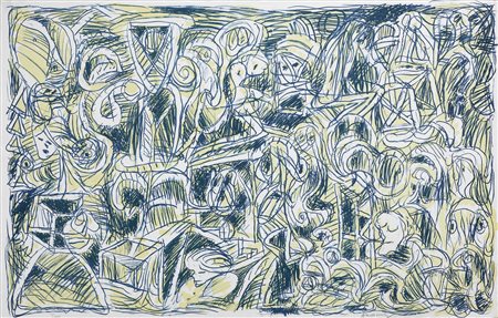 Pierre Alechinsky Bruxelles 1927 Problème démographique Litografia su carta,...