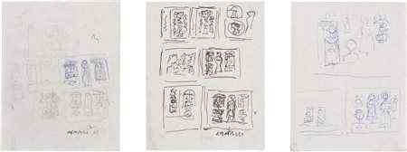 Massimo Campigli Berlino 1895 - St.Tropez 1971 Tre fogli di studi Inchiostro...