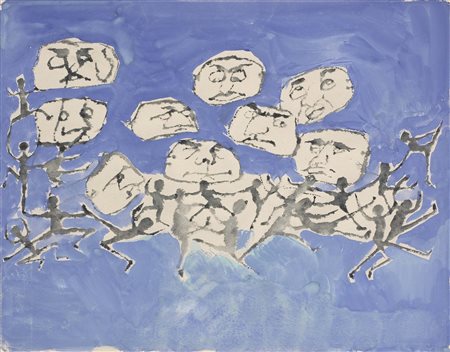 Mino Maccari Siena 1898 - Roma 1989 Senza titolo Tempera su carta, cm....