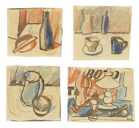 Mario Sironi Sassari 1885 - Milano 1961 Quattro nature morte, 1919 ca. China,...