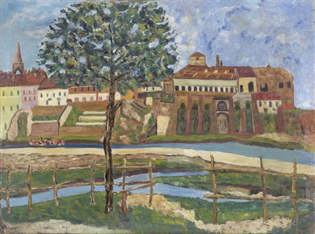 Giuseppe Cesetti Tuscania (Vt) 1902 - 1991 Panorama di Como visto da Villa...