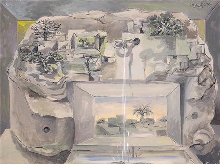 Ercole Pignatelli Lecce 1935 Basamento frutteto con colonnina d’appoggio Olio...