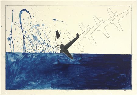 Franco Angeli Roma 1935 - 1988 Senza titolo Carboncino e smalto su carta...