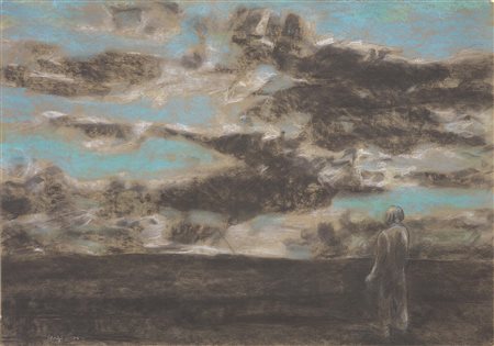 Giuliano Vangi Barberino di Mugello (Fi) 1931 Figura nel paesaggio, 1984...