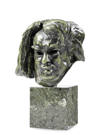 Auguste Rodin Parigi 1840 - Meudon 1917 Testa di Balzac Scultura in bronzo,...