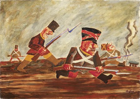 Franz Borghese Roma 1941 - 2005 Alla baionetta, fine anni Ottanta Olio su...